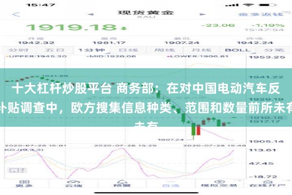 十大杠杆炒股平台 商务部：在对中国电动汽车反补贴调查中，欧方搜集信息种类、范围和数量前所未有