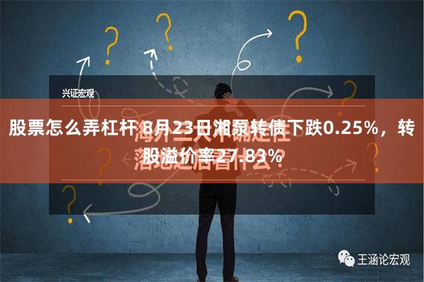 股票怎么弄杠杆 8月23日湘泵转债下跌0.25%，转股溢价率27.83%