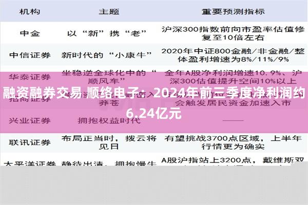 融资融券交易 顺络电子：2024年前三季度净利润约6.24亿元